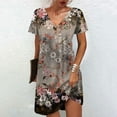 thumbnail image 2 of Robes d'Été pour Femmes à Imprimé, Manches Courtes, Col en V, Longueur Mi-Cuisse, Robe Mode, 2 of 5