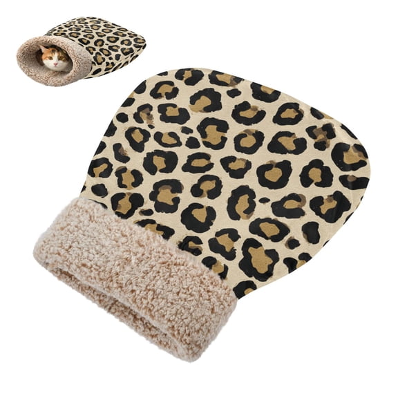 Winter Cat Sleeping Bag For Indoor Pet Sleeping Bag 18.9'x22.8' Leopard Print Vector