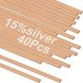 thumbnail image 2 of 40pcs, Brazing Rods, Welding Rods, Bcup-5 15% Silver Solder, Welding Sticks,9.84x0.05x0.13in Alloy Phosphor Welding Rod,40*Brazing Rods, 2 of 7