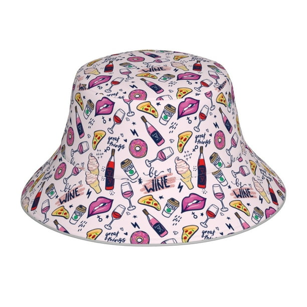 Fotbe Wine Sombrero Tipo Pescador con Estampado – Sombrero de Sol de Algodón de Moda para Playa, Golf, Pesca