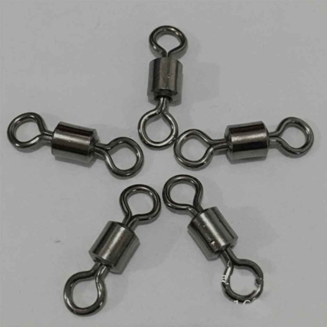 100pcs Fishing Rolling Swivel Connector Barrel Fish Hook Bearing Solid Ring Sea Fishing Tackle Accessory Tool