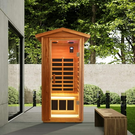 One People Outdoor Okoume Wood Far Infrared Sauna Room Natural Wood Metal Wood