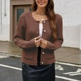 thumbnail image 5 of Women's Chunky Knit Button Cardigan Open Front Long Sleeve Textured Business Casual Fall Winter Cozy Office-Ready Layer, 5 of 6