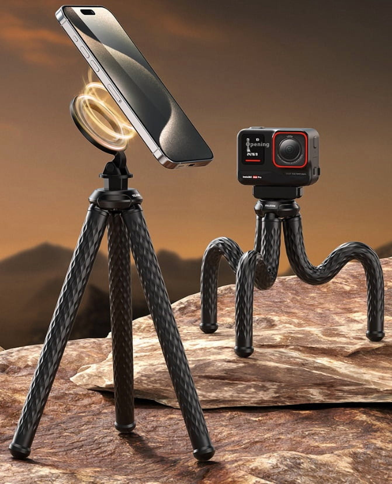 Flexible Magnetic Octopus Tripod - Bigcan Adjustable Phone Stand with MagSafe Mount for Vlogging, Desk Recording, Outdoor Travel, Overhead Shooting