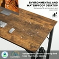 thumbnail image 5 of edx Computer Desk and Home Office Chair Set, 63 Inch Writing Table with Storage Bag & Armless Mesh Desk Chair For Home, Rustic Brown, 5 of 9
