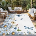thumbnail image 2 of 3' x 5' Outdoor Rug, White Daisy Blossom Outdoor Washable Rug Large Floor Carpet, Spring Graden Floral Butterflies Non Shedding Area Rug for Outside Patio RV Porch Deck Balcony Camping Living Room, 2 of 9
