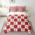 thumbnail image 2 of Homewish Artoon Candy Cane 7pcs Bedding Comforter Set,Red White Plaid Queen Bedding Sets,Merry Christmas Queen Sheet Sets For Girl Teens,Home Decor Reversible, 2 of 8