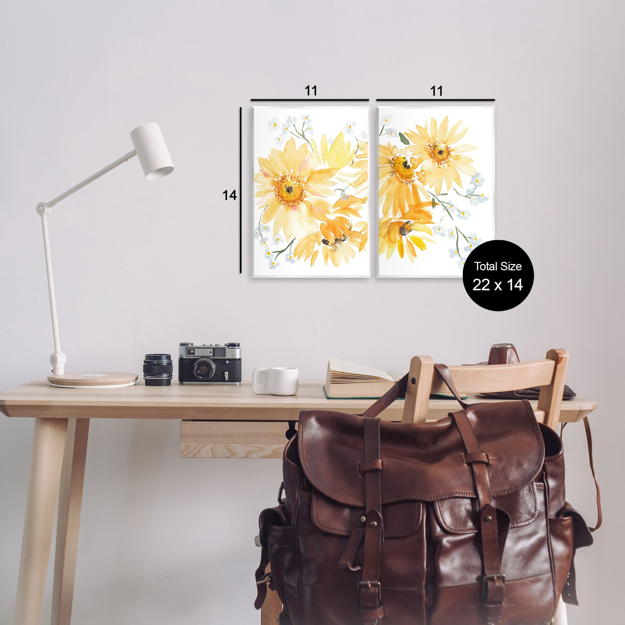 Stupell Industries Watercolor Black Eyed Susans Plants & Flowers Painting Unframed Art Print Wall Art, 11 x 14, Set of 2