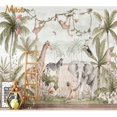 thumbnail image 2 of Mural personalizado de alta gama de Milofi, jirafa de selva tropical, papel tapiz de dibujos animados cálidos, decoración del hogar para habitación de niños, 2 of 5