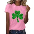thumbnail image 2 of St. Patrick's Day T-Shirt for Women Glitter Clover Graphic Top Short Sleeve Crewneck Casual Fashion Loose Fit Festival Holiday Apparel Gift for Women, 2 of 5
