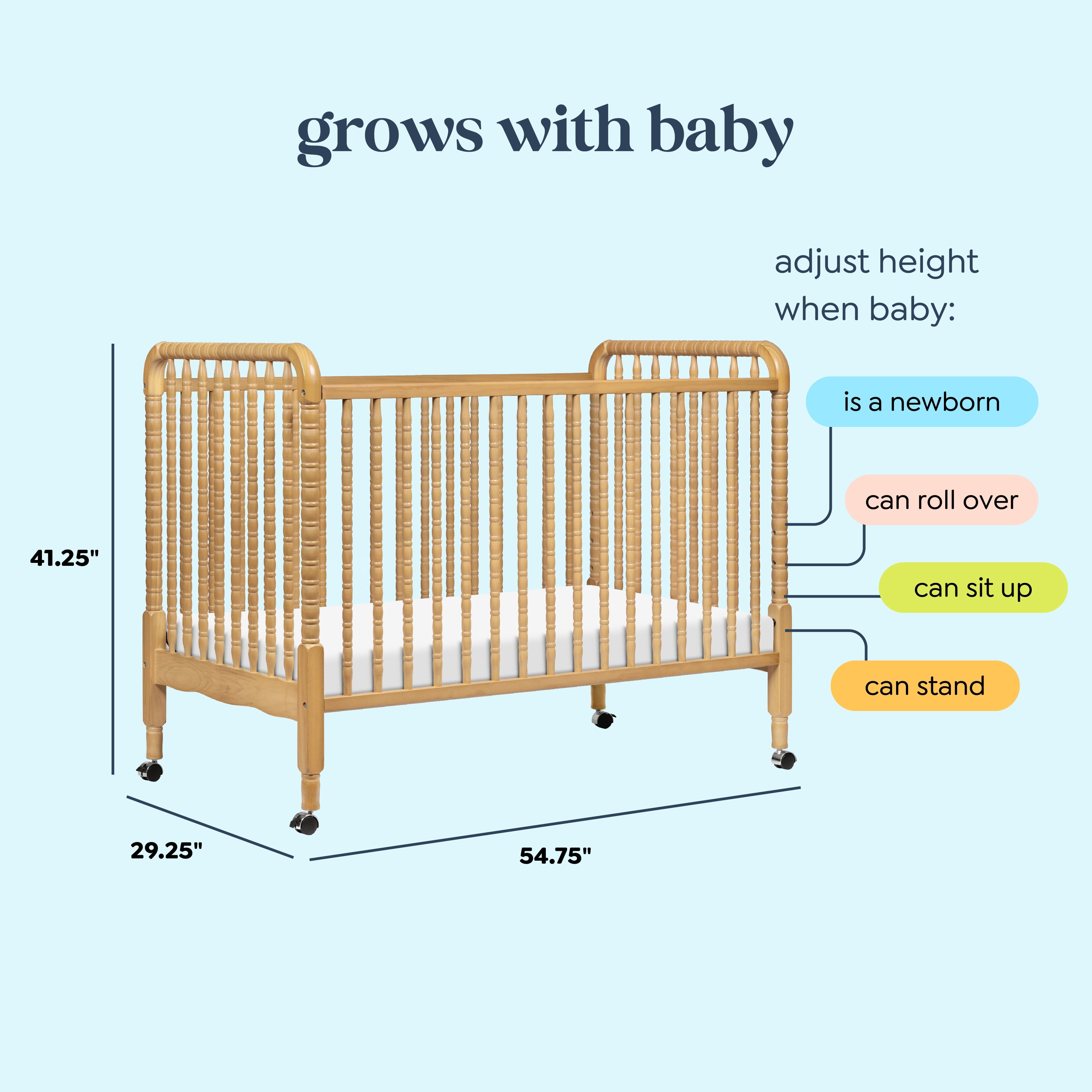 daVinci Jenny Lind 3-in-1 Convertible Stationary Crib in Honey Finish