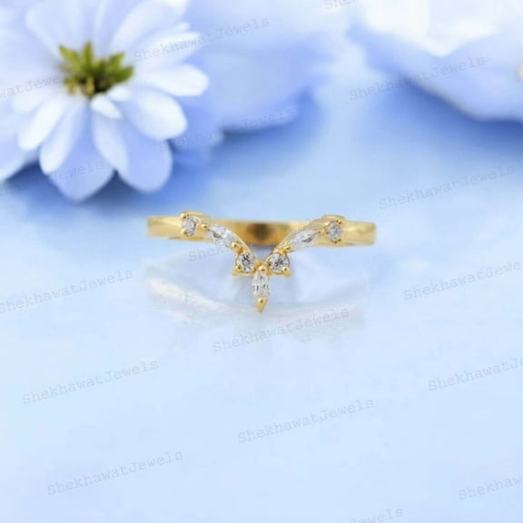 Art Deco Diamond Curved Weeding Band Rose Gold Moissanite Wedding Ring Bridal Matching Stacking Ring Custom Anniversary Rings For Women