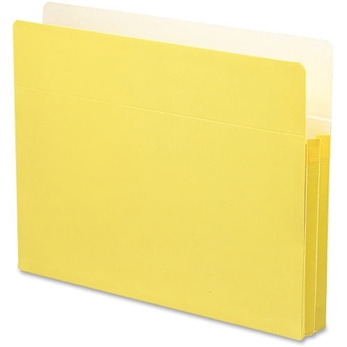 Smead Colored File Pockets Letter - 8 1/2' x 11' Sheet Size - 1 3/4' Expansion - Top Tab Location - 9 pt. Folder Thickness - Yellow - Recycled - 1 Each