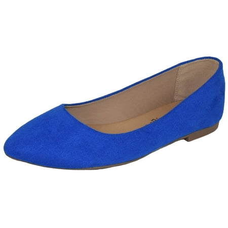 

City Classified Women Casual Flat Office Shoes Wide Width Fit Pointy Toe W-HOLD Royal Blue 5.5