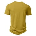 thumbnail image 2 of MIXUE Shirts For Men Summer Solid Color Round Neck Button Short Sleeve Casual Basic Pullover Tops T Shirts Sportswear,Yellow,XXXL, 2 of 4