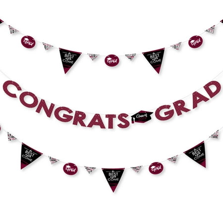 Maroon Grad - Best is Yet to Come - 2019 Burgundy Graduation Party Letter Banner Decoration - 36 Banner Cutouts and