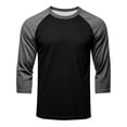 thumbnail image 5 of Fabrcox 3/4 Sleeve Shirt Men Crew Neck Raglan Mens Baseball Shirt Color Block Breathable Going Out Gym Workout Shirts Men Gray S, 5 of 5