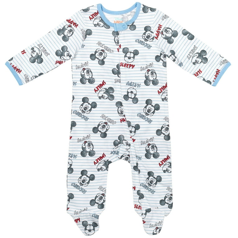Disney Mickey Mouse Footed Pajama Sleepers 2 Pack Long Sleeve Coveralls for Infant Boys Walmart