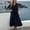 Black, variant on Josdec Women's V-Neck Lace Trim Dresses 3/4 Sleeve Empire Waist A-Line Solid Color Cotton Linen Casual Dress for Weekend Outings Wear S-XXL