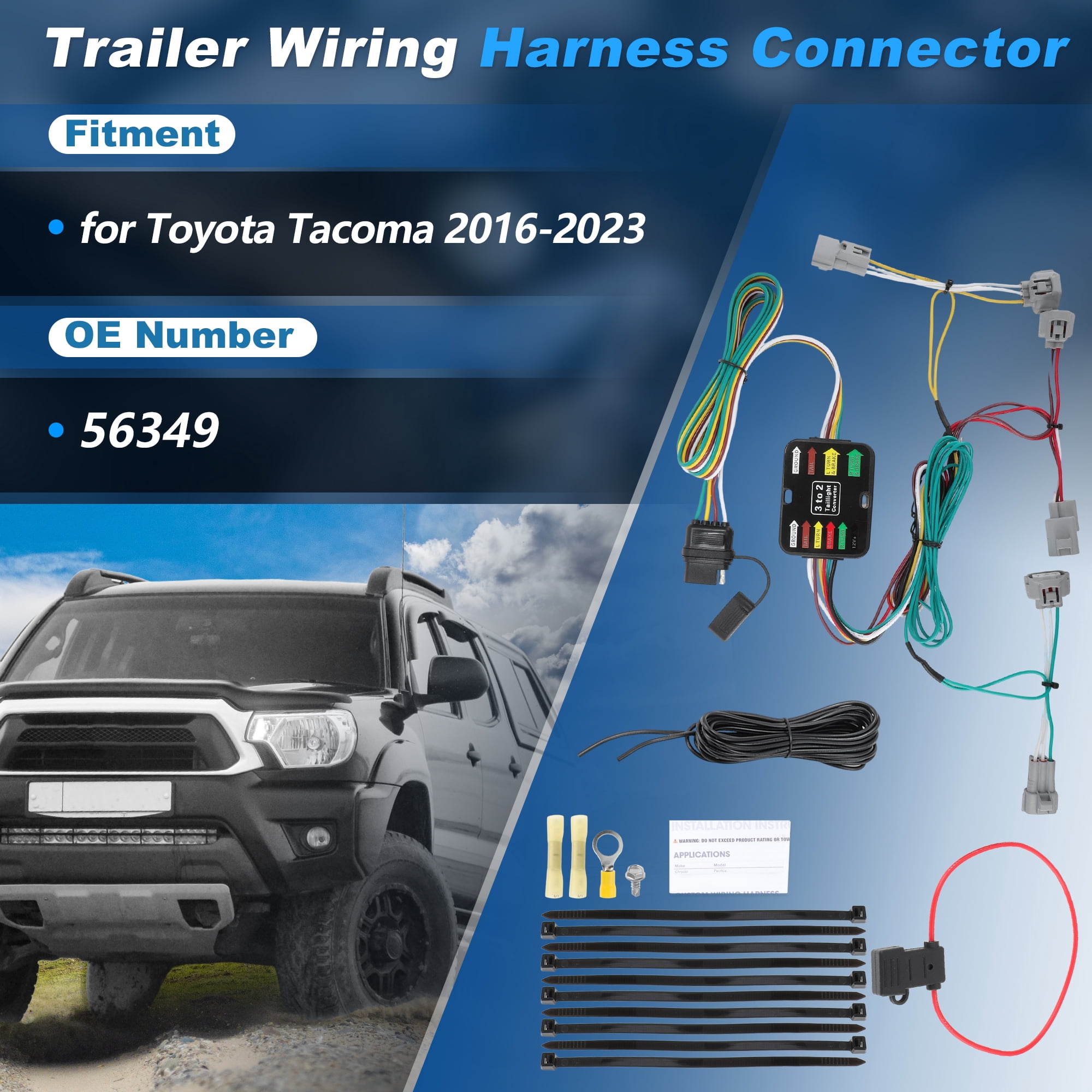 Unique Bargains 4 Pin Trailer Wiring Harness Towing Hitch Wiring Kit for Toyota Tacoma