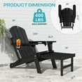 thumbnail image 5 of FODINGHILL Folding Adirondack Chair Set of 2 with Ottoman, Adjustable Backrest HDPE All-Weather Firepit Chair with Cup Holder, Black, 5 of 8