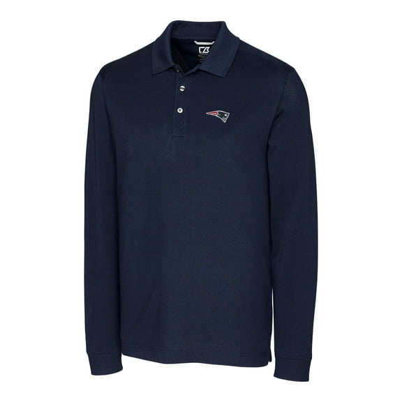 Men's Cutter & Buck Navy New England Patriots Big & Tall Advantage Long Sleeve Polo