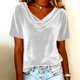 thumbnail image 2 of Camisas de Color Sólido para las Mujeres Plisados Estirables Puños V-Cuello Suéter de Moda, Camisas de Manga Larga de las Mujeres para el Hogar Y el Uso Diario, 2 of 5