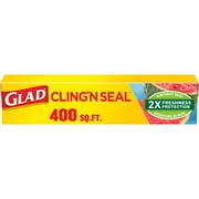 Glad Cling N Seal Plastic Food Wrap, 400 Square Foot Roll
