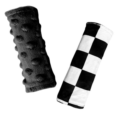Carseat Strap Covers for Babies, Ultra Soft Double-Sided Use Shoulder Covers, 2 Pack Infant Seat Belt Covers for Car Seats/Strollers/High Chairs, for Baby Toddler Infant Boy Girl,Black Checkered