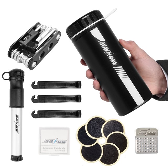Bike Tool Kits Bicycle Set with Mini Pump 14 in 1 Multi Function Tool Kit 750ml Bike Tool Storage Bottle Case