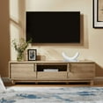 thumbnail image 3 of Mid-Century Modern TV Stand for 70" TVs, Wood TV Console with Reeded 2-Door for Living Room, Nature, 3 of 9