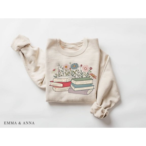 Floral Book Lover Sweatshirt, Bookworm Crewneck for Readers, Booktok Gift, Librarian Graphic Shirt