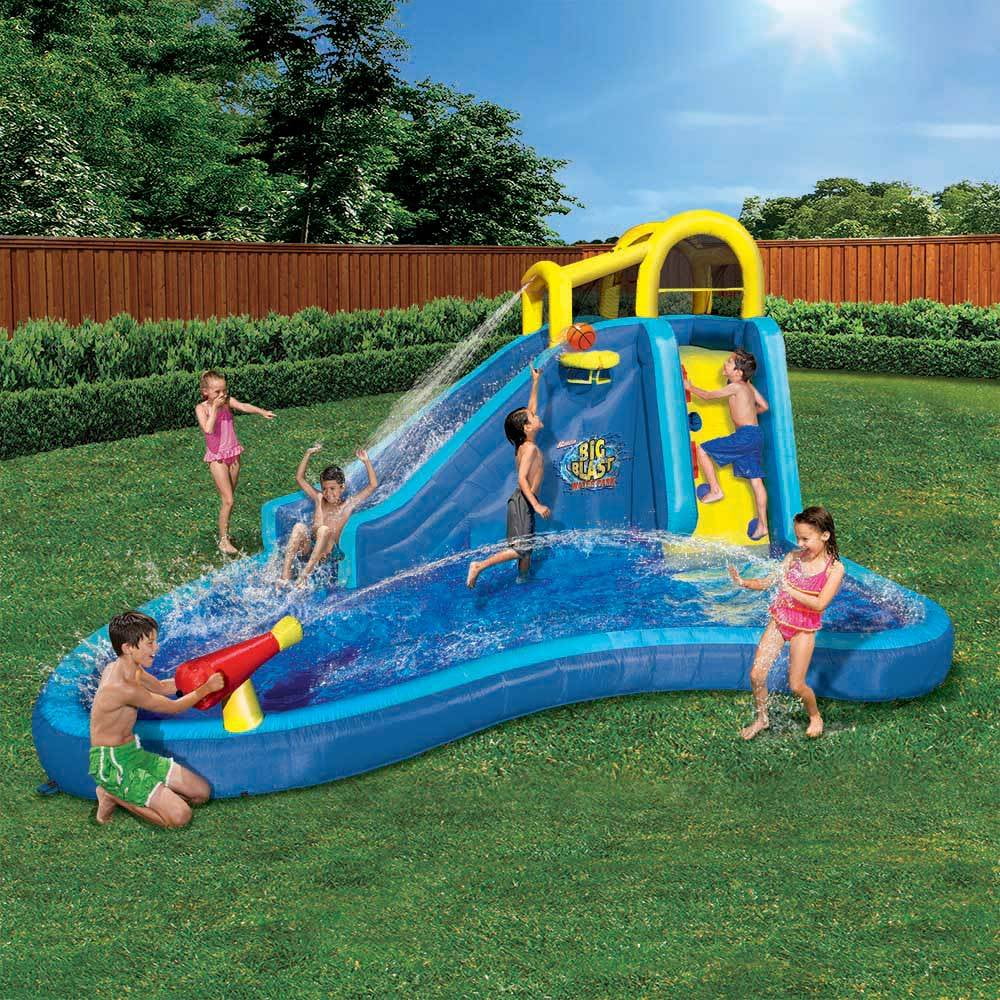 Banzai Inflatable Big Blast Splash Slide Lagoon Pool Outdoor Water Park
