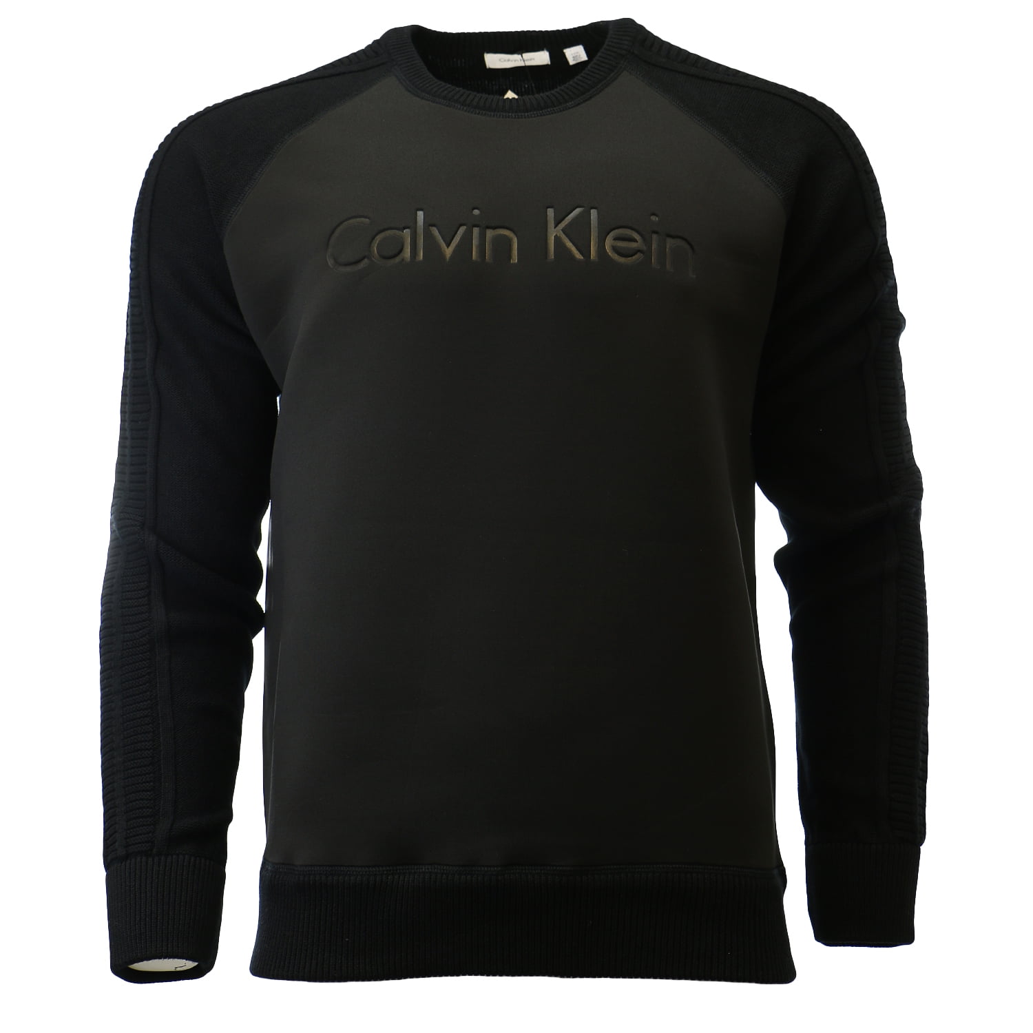 Calvin Klein - Calvin Klein Neoprene Mixed Media Logo Crew Neck ...