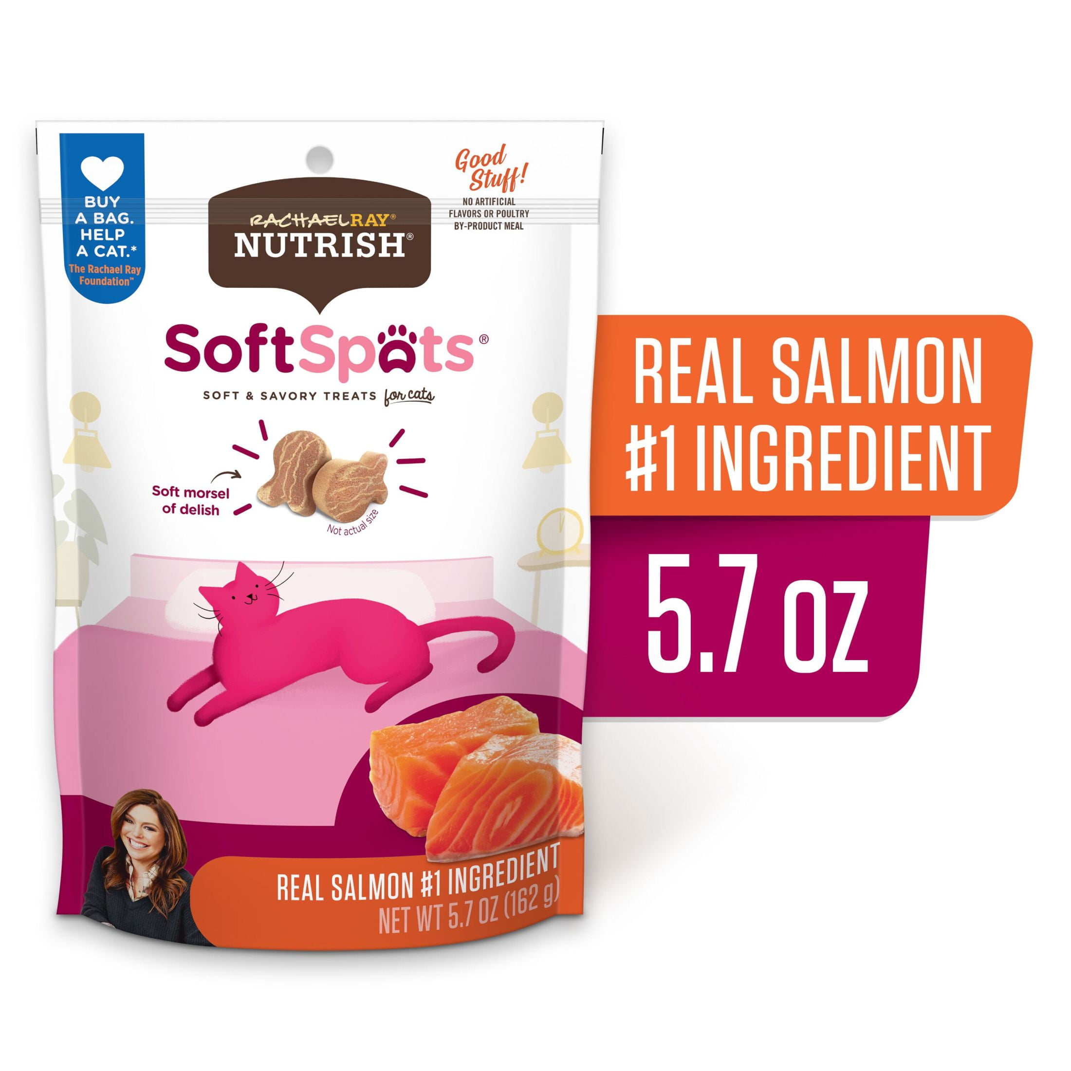 Rachael Ray Nutrish Soft Spots Cat Treats, Salmon, 5.7 oz. Bag