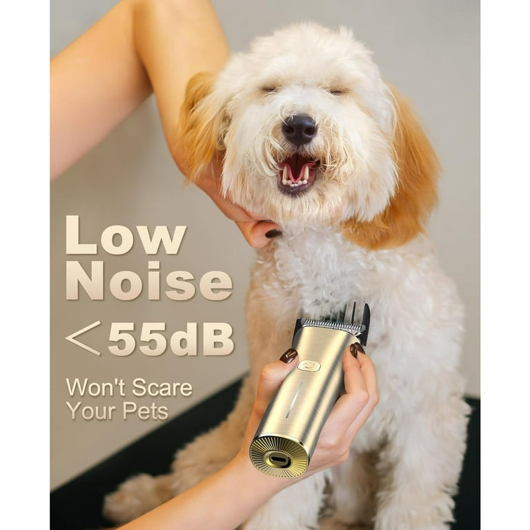 Oneisall Quiet Electric Dog Clippers 2 Speed Detachable Blade 5 Guards Cordless Gold Walmart
