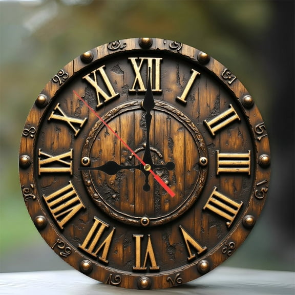 Vintage Wooden Wall Clock For Home Decoration 10-Inch Silent Wooden Wall Clock, Battery Operated (AA Batteries Not Included), Artistic Home Decor