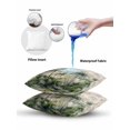 thumbnail image 5 of Waterproof Outdoor Throw Pillows with Inserts 18"x18" Set of 2, Summer Tropical Leaves Soft Decorative Pillowcases for Couch Bedroom, Green Palm Trees Botanical Pillow Covers for Sofa Living Room, 5 of 8