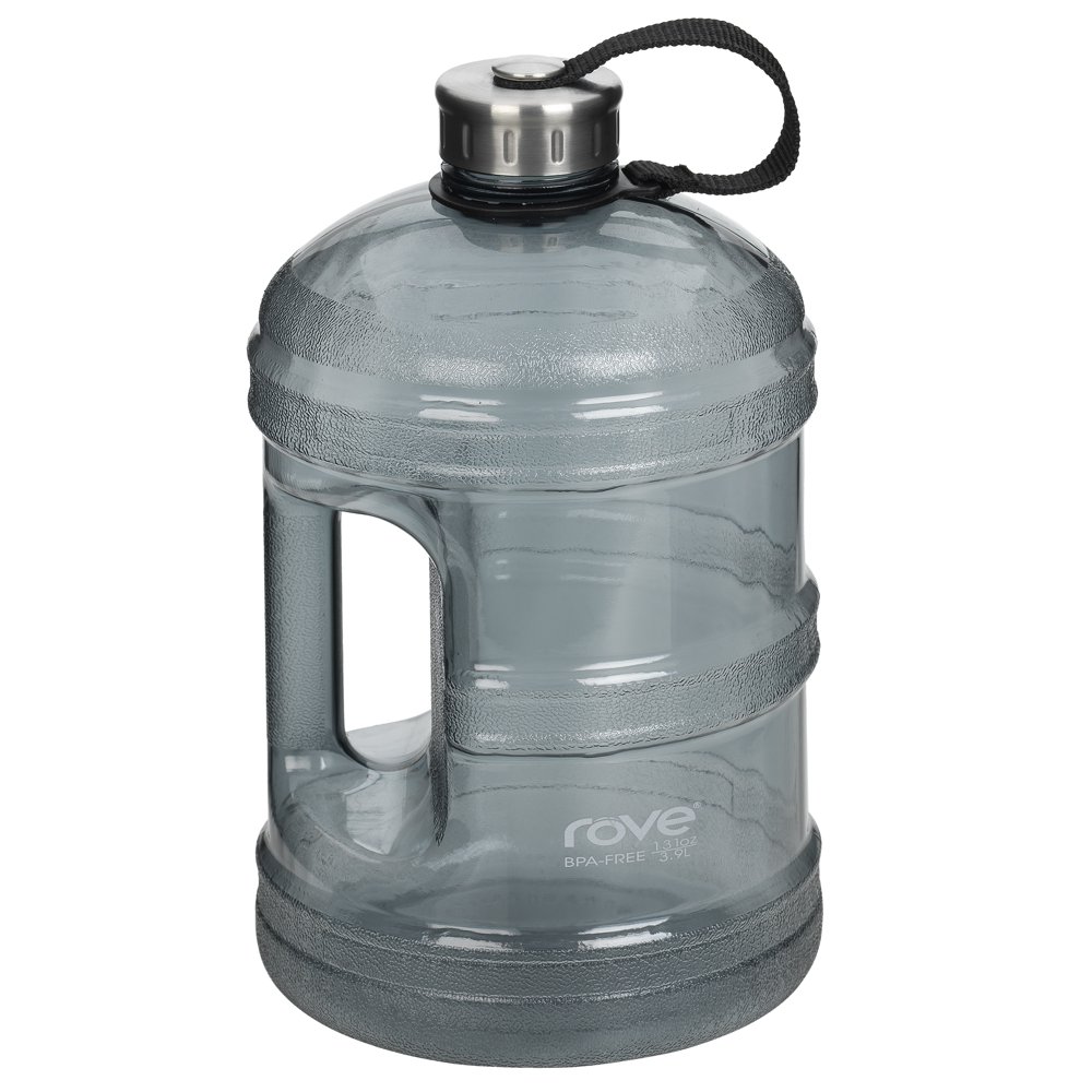 ROVE Fitness Bottle Collection BPA Free High Capacity, 3.9 Liter (131 ounces) Large Gray Water