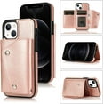 thumbnail image 2 of Compatible with iPhone 14 Wallet Case with Card Holder Crossbody Neck Strap Lanyard Handbag Wrist Strap Purse for Women PU Leather Flip Case with Credit Card Kickstands Stand Case Rose Gold, 2 of 16