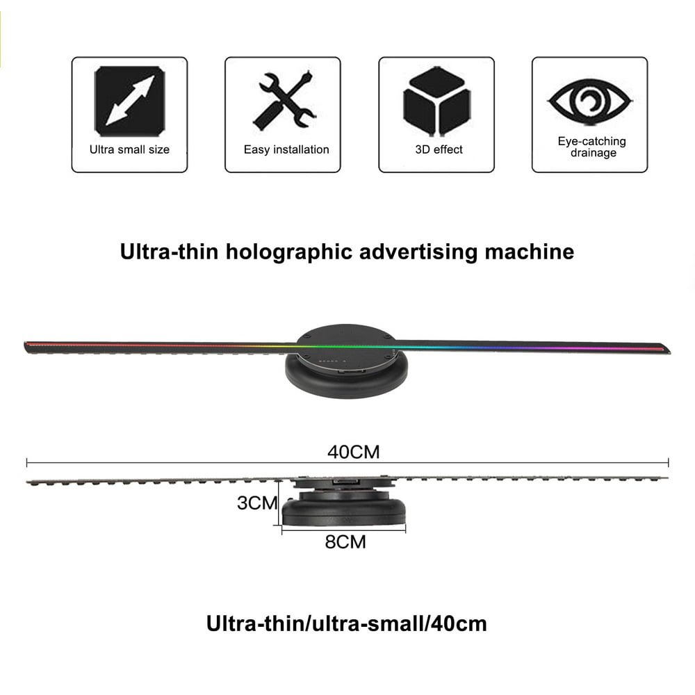 3D Hologram, 3d Fan Hologram Projector Wall-mounted Wifi Led Sign Holographic Lamp Player Remote Advertising Display Support Images And Video Ideal Advertising Tool