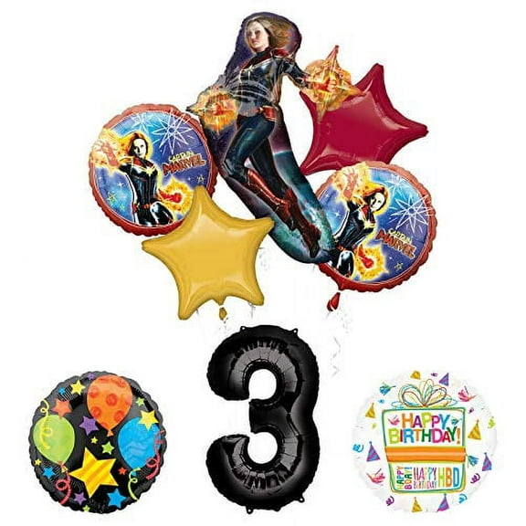 Captain Marvel 3rd Birthday Party Supplies Jubilee Balloon Bouquet Decorations