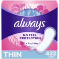 thumbnail image 1 of Protección Always Thin No Feel de Daily Liners, 432 unidades, 1 of 7