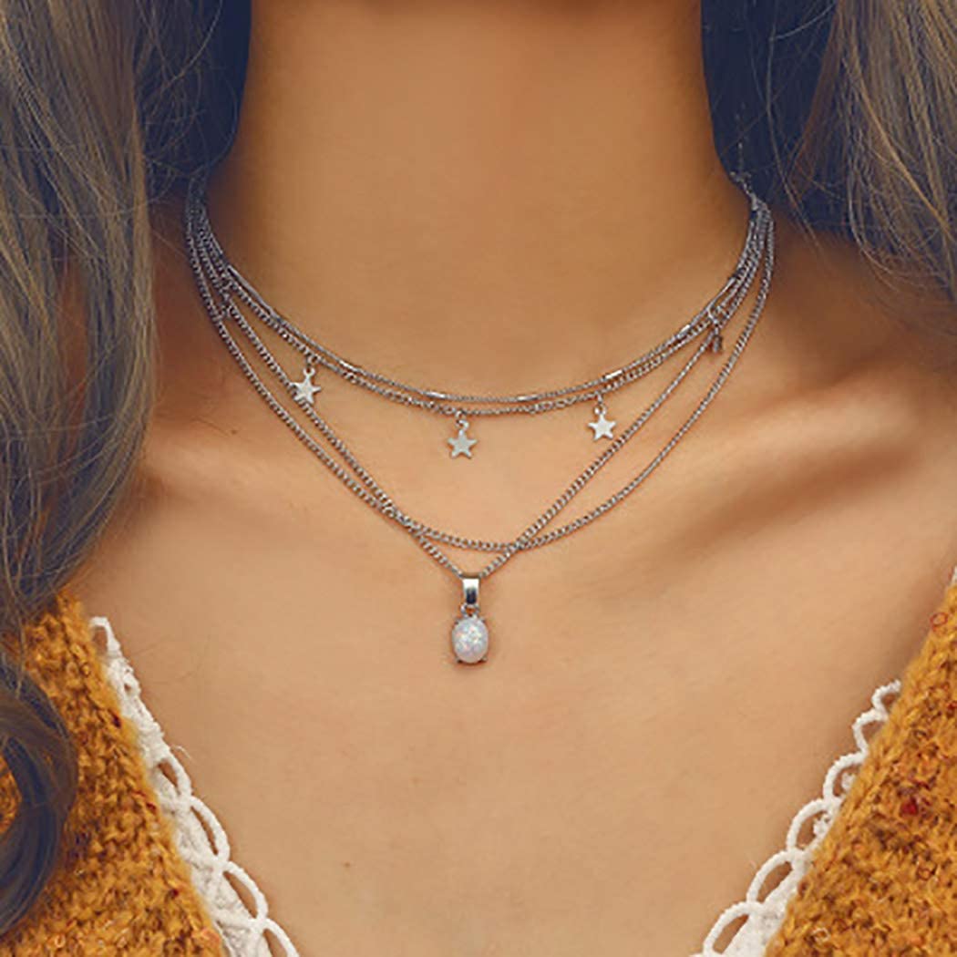 Star Opal Choker Necklace Silver 