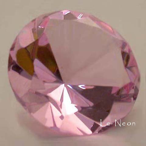 Round Crystal Diamond Paperweight Decor Hot Pink 3.25'' / 80 mm
