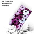 thumbnail image 6 of Wallet Case for Samsung Galaxy S23 Plus (2023), Allytech Premium PU Leather Folio Flip Anti-Lost Wristlet Card Slots Magnetic Buckle Shockproof Stand Case for Galaxy S23 Plus 5G, White Purple Daisy, 6 of 7