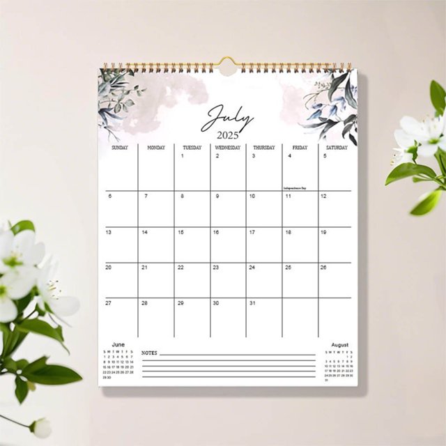 Calendario de Julio de 2025 a Diciembre de 2026 con Espiral para Decoración de Pared, Perforador y Pasapáginas.