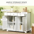 thumbnail image 3 of HOMCOM Kitchen Storage Cabinet, Sideboard Floor Cupboard with Solid Wood Top, Adjustable Shelf, and 2 Drawers for Living Room, White, 3 of 9