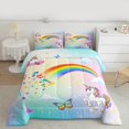 thumbnail image 2 of Homewish Kids Magic Unicorn Bedding Comforter Set, Stars Rainbow Galaxy Twin Comforter Sets, Dreamy Cartoon Butterfly Bedding Set, Lightweight Room Decor, 2 Pieces, 2 of 8