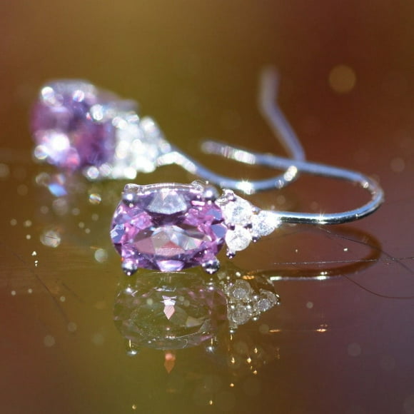Beautiful Delicate Color Changing Alexandrite Gemstone Earrings Sterling Silver 925 , June Birthstone